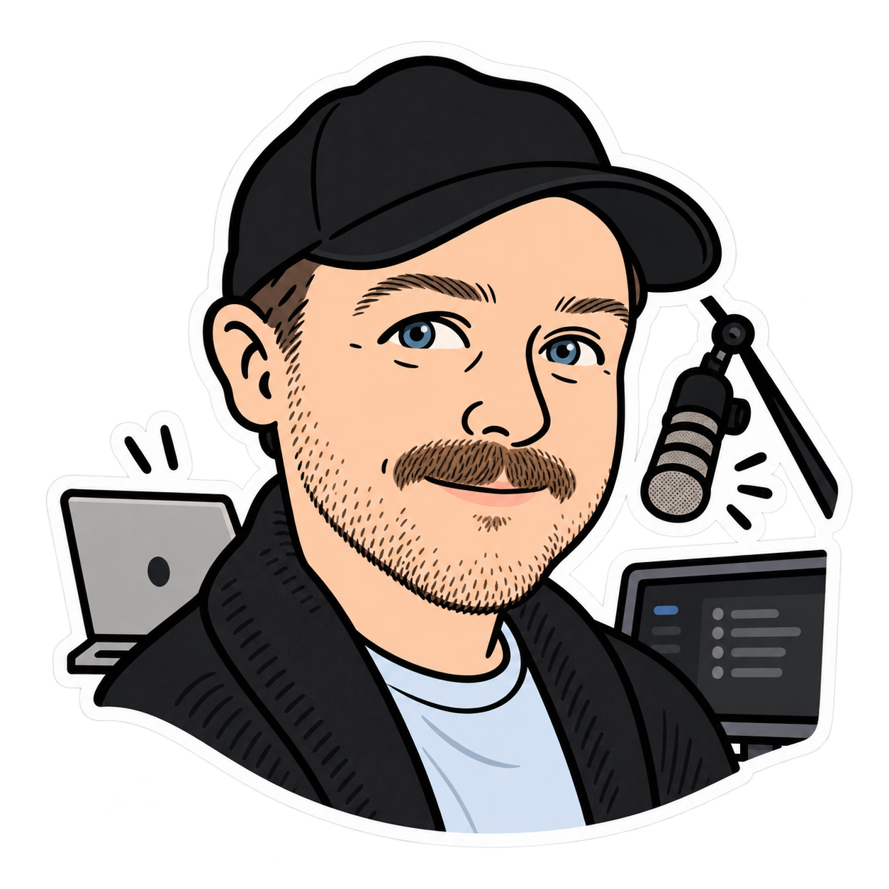 Illustrated portrait of Trev Morris